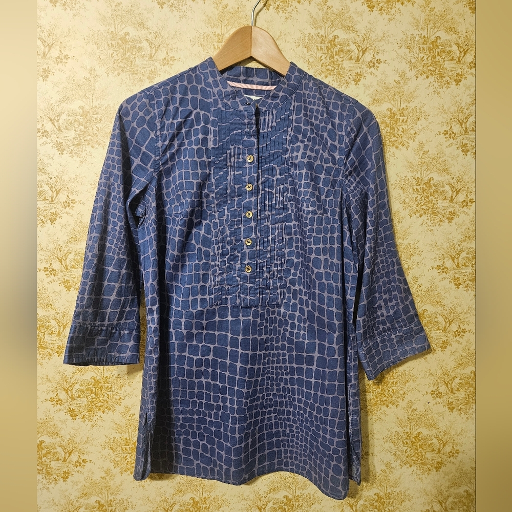 Isaac Mizrahi Live x-small blue and pink tunic blouse
